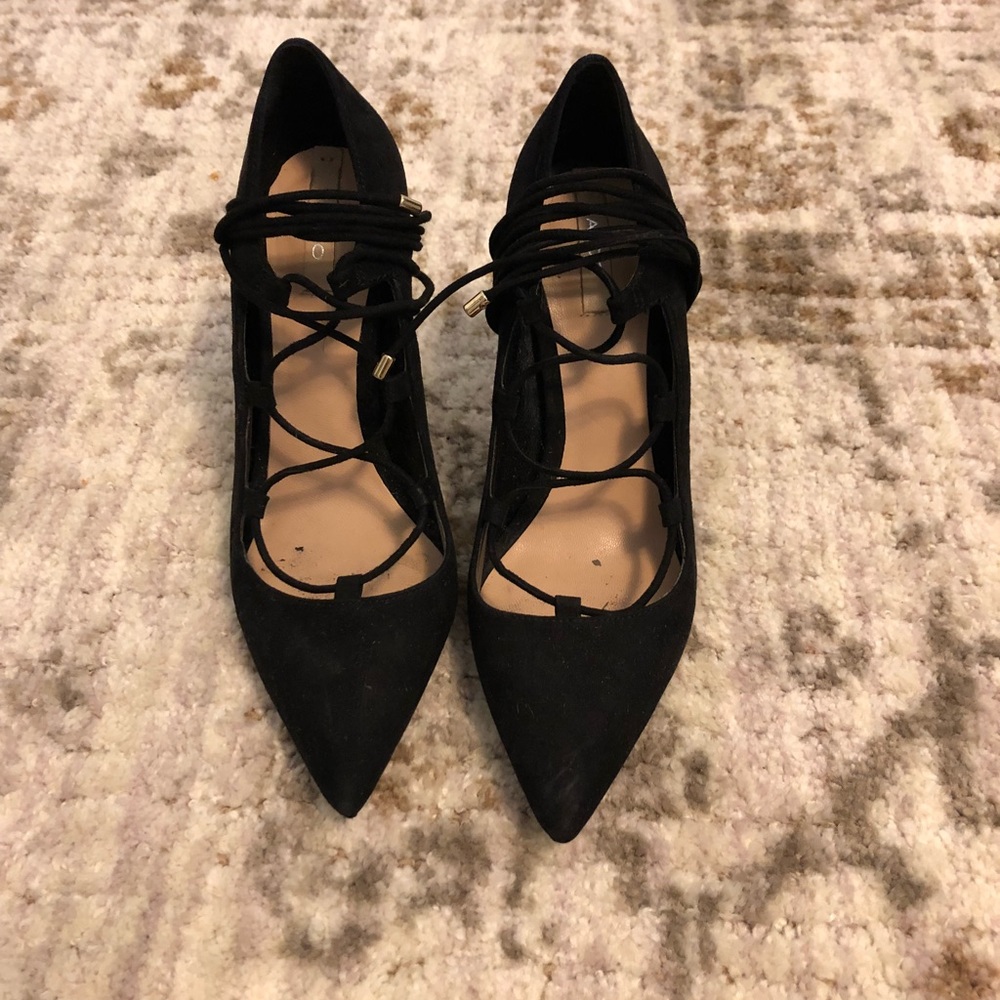 Aldo Laceup Pumps Black Suede Size 6